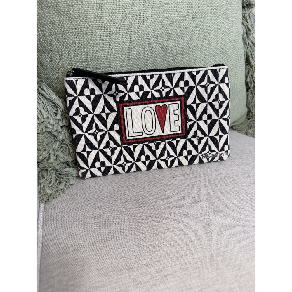 Brighton Tom Clancy Love Pouch Black White Zipper Red Heart Pop Art Style NWOT